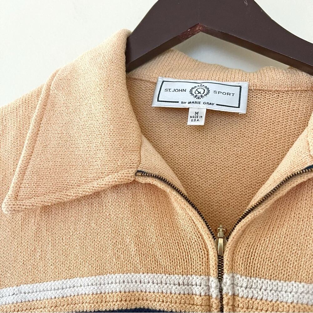 St. John Santana Knit Nautical Colorblock Full Zip Jacket - Picture 3 of 7